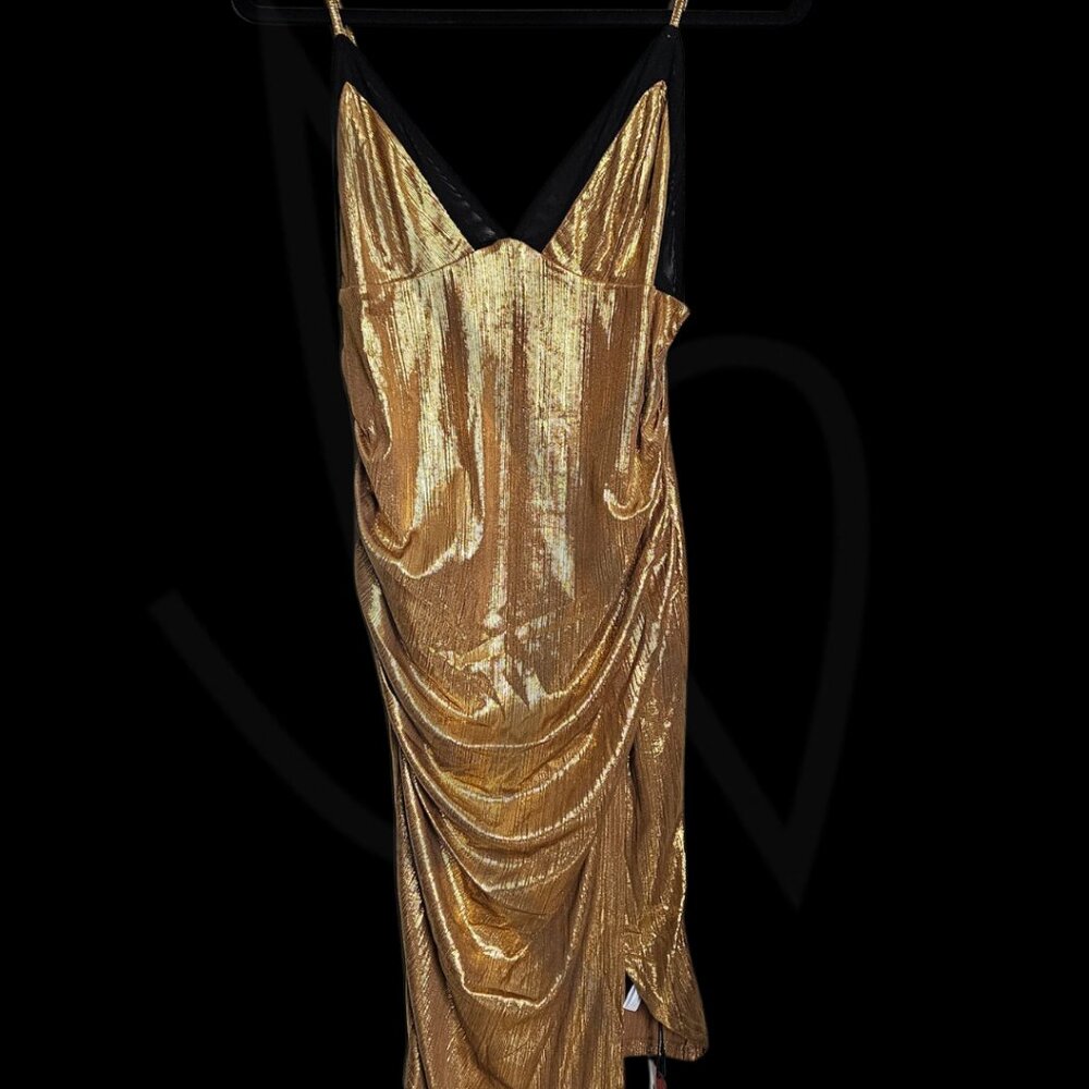 Cider Metallic Godl Rouched Mini Dress NWT -XL